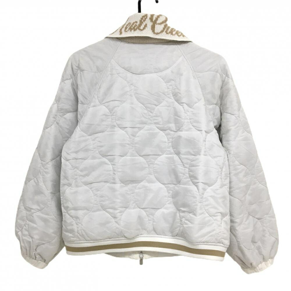 ヒールクリーク 中綿ジャケット 白×ベージュ 襟ニット 蓄熱裏地 レディース 40(M) ゴルフウェア Heal Creek