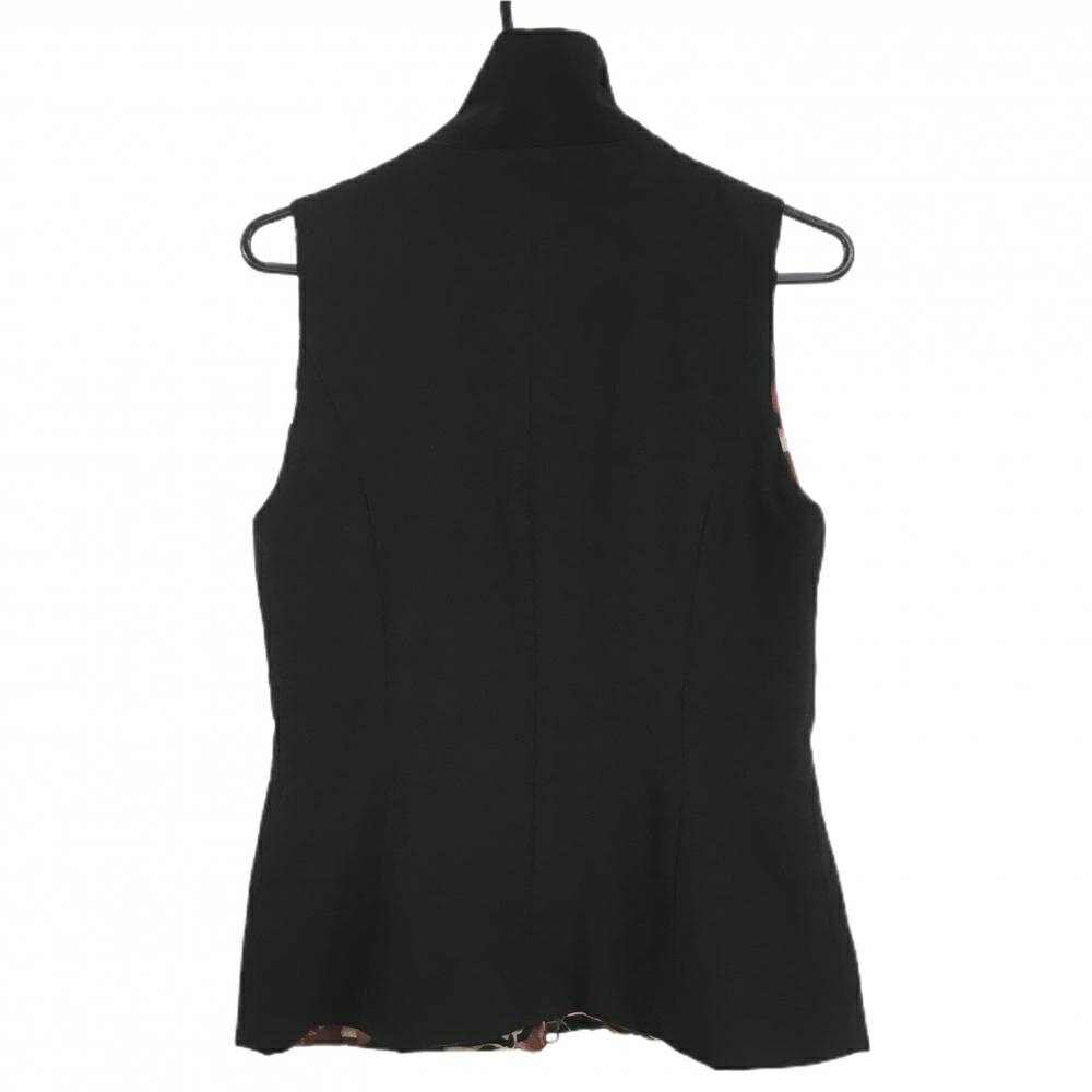 リエンダスエルタ 中綿リバーシブルベスト 黒×レッド 裏花柄 レディース S ゴルフウェア rienda suelta