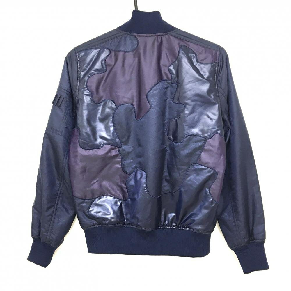 【超美品】ダンスウィズドラゴン 中綿ジャケット ネイビー スパンコールスカル レディース 2(M) ゴルフウェア Dance With Dragon