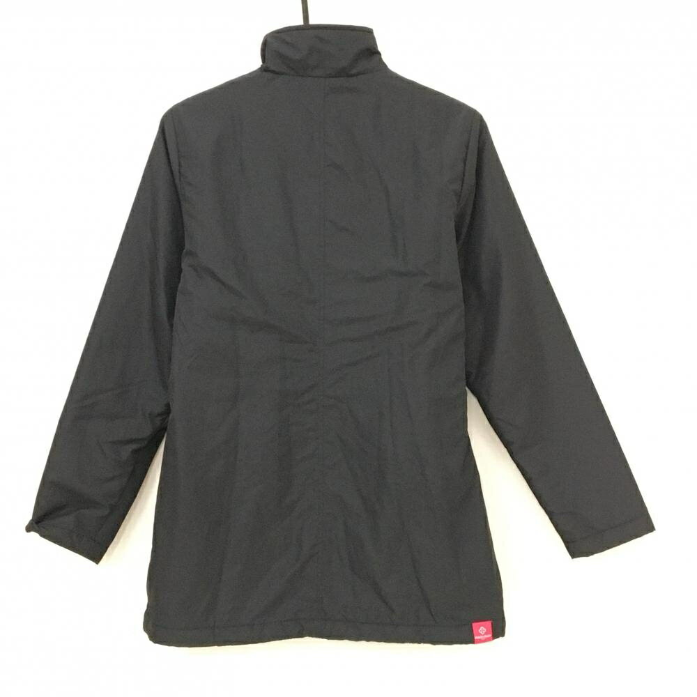【美品】マリクレールスポール 中綿ジャケット 黒×パープルピンク ロゴ刺しゅう 裾ドローコード レディース M ゴルフウェア marie claire