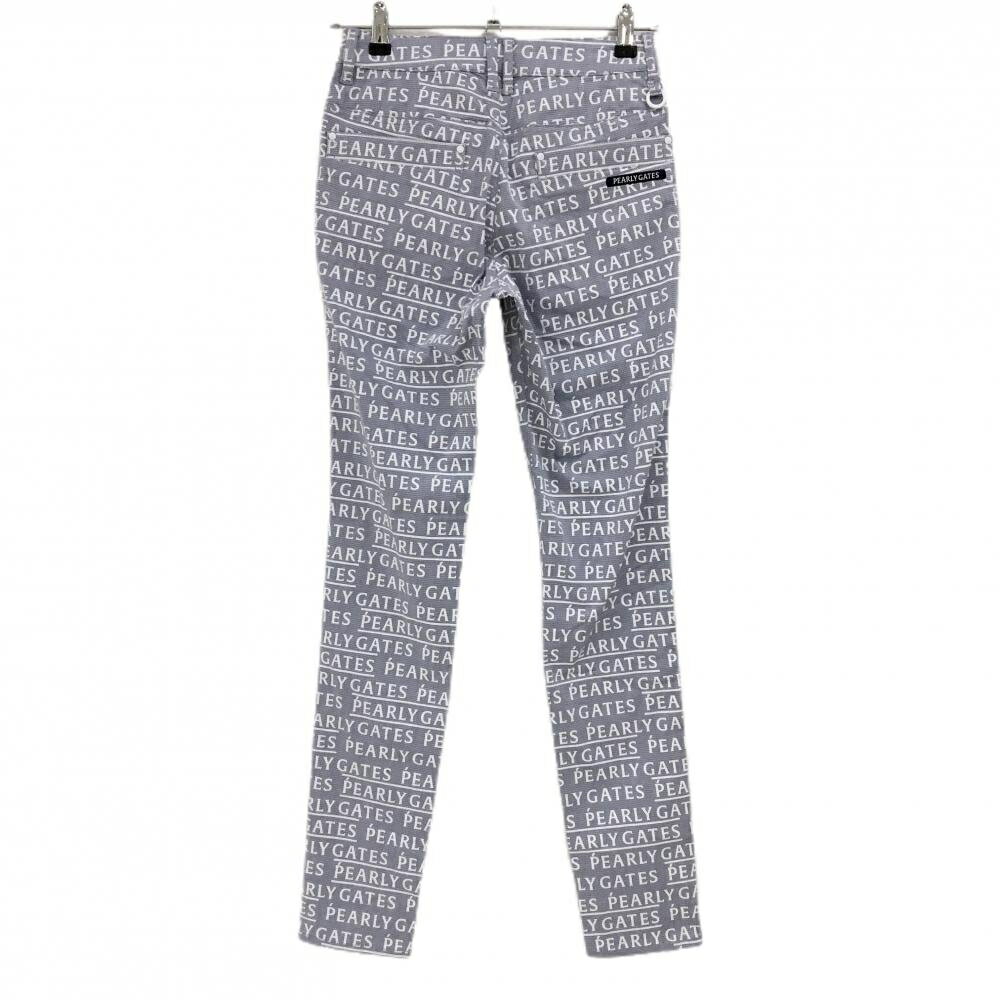 【新品】パーリーゲイツ パンツ ブルー系×白 ロゴ総柄 刺しゅうネイビー レディー...