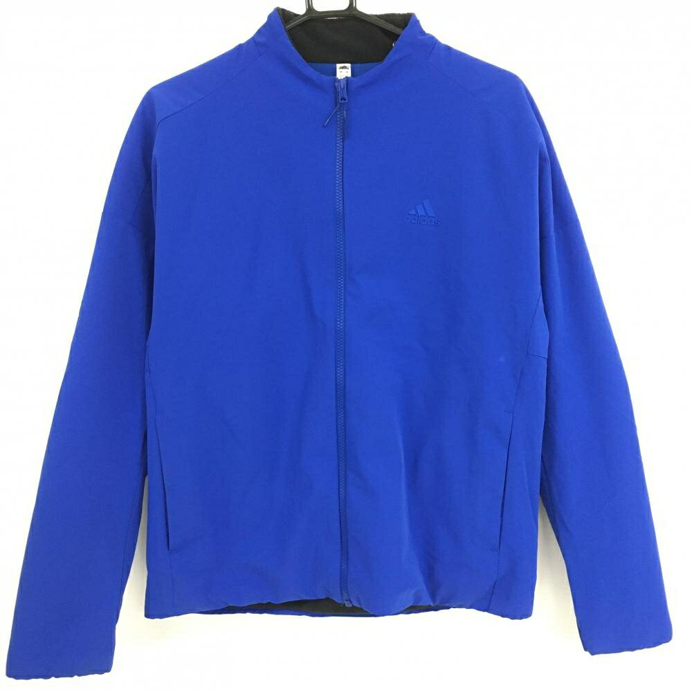 【美品】アディダス 中綿ジャケット ブルー 一部裏起毛 立体ロゴ メンズ L ゴルフウェア adidas