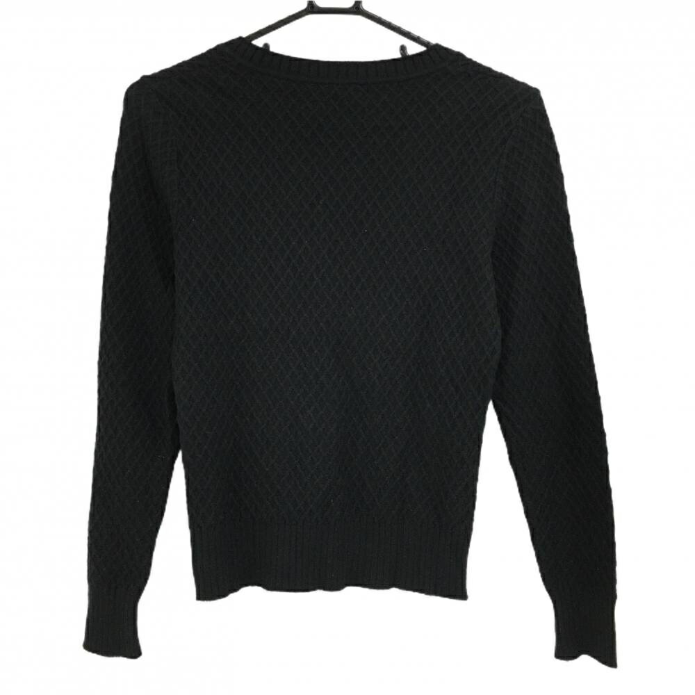 【美品】プーマ セーター 黒 ダイヤ編み Vネック ウール混 ニット レディース S ゴルフウェア PUMA
