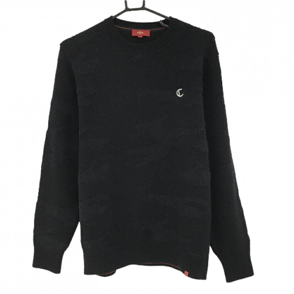 【超美品】キャロウェイレッドレーベル セーター 黒 カモフラ調 迷彩 コットン・ウール混 メンズ L ゴ..