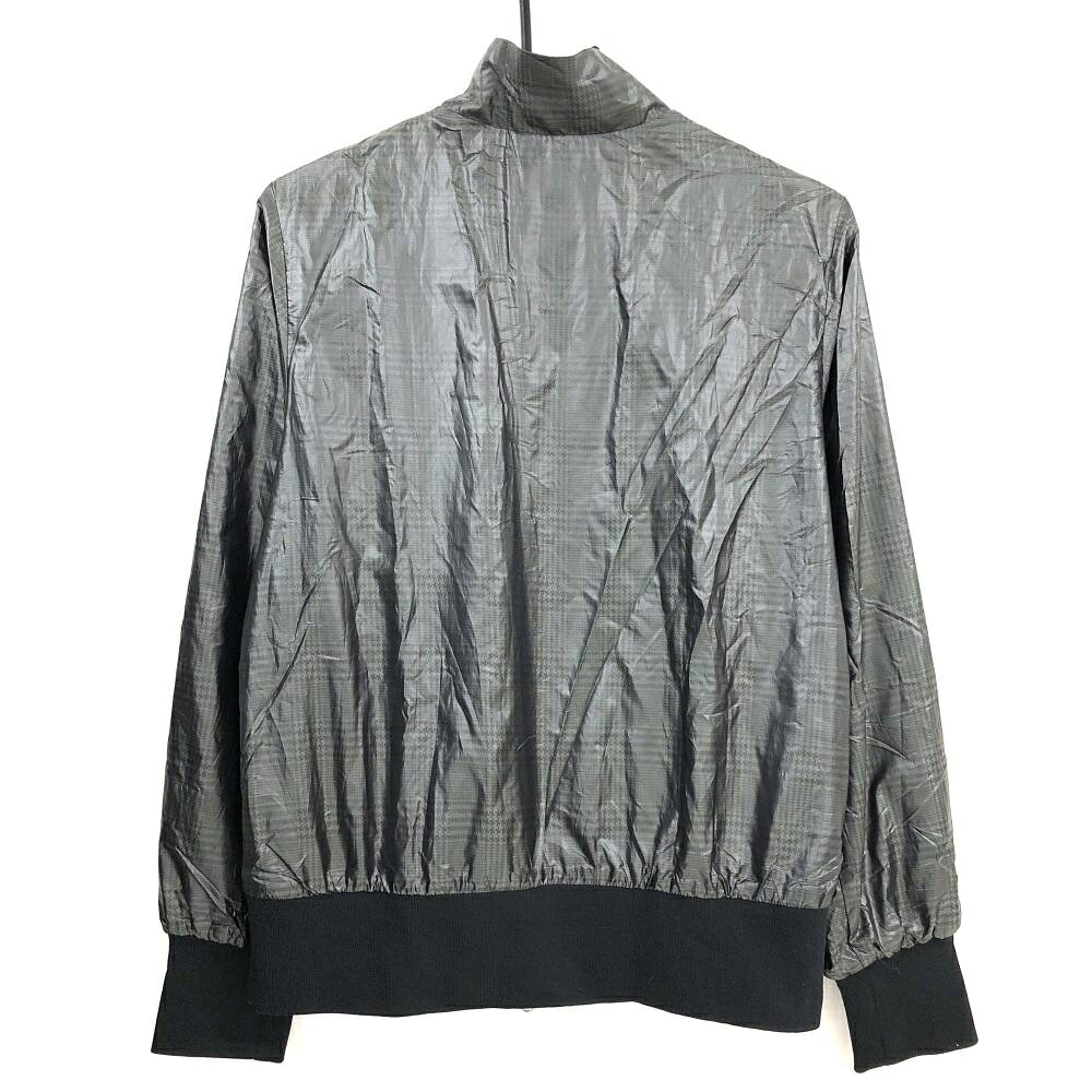 【美品】アディダス ジャケット グレー×黒 チェック地模様 薄手 ロゴ刺しゅう 蓄熱...