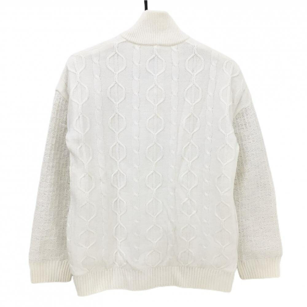 サマンサタバサNo.7 ニットジャケット 白 袖異素材 ケーブル編み レディース 38(M) ゴルフウェア Samantha Thavasa