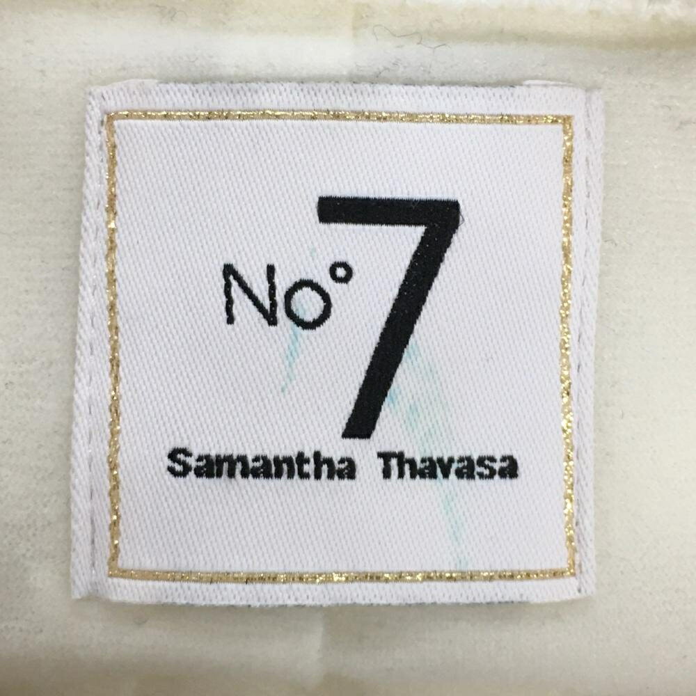 サマンサタバサNo.7 ニットジャケット 白 袖異素材 ケーブル編み レディース 38(M) ゴルフウェア Samantha Thavasa