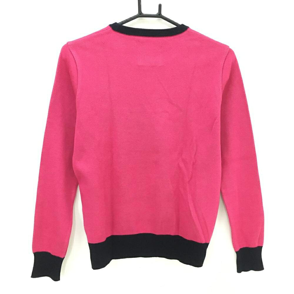 サマンサタバサUNDER25 セーター ピンク×黒 コットン混 クマ ポップコーン ニット レディース M ゴルフウェア Samantha Thavasa