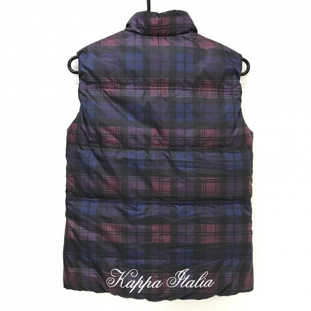 カッパ ダウンベスト パープル×ネイビー チェック レディース M ゴルフウェア Kappa