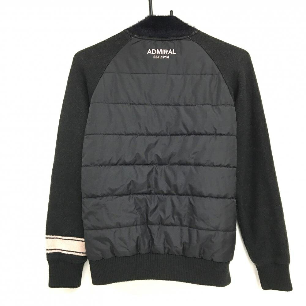 アドミラル 中綿ニットジャケット 黒×ライトピンク 背面中綿 前身頃ボア ウール混 レディース M ゴルフウェア Admiral