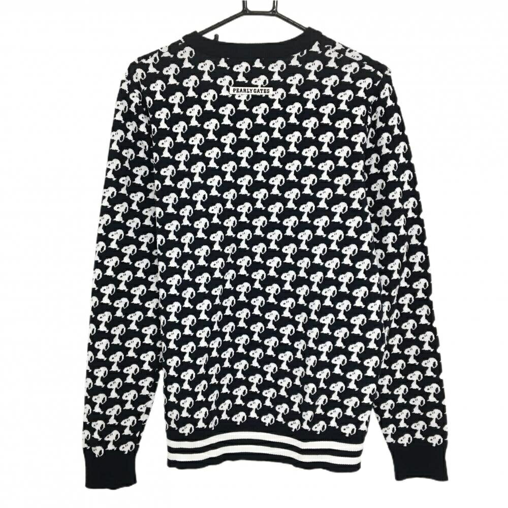 【超美品】パーリーゲイツ×PEANUTS セーター ネイビー×白 スヌーピー総柄 ニット メンズ 5(L) ゴルフウェア PEARLY GATES