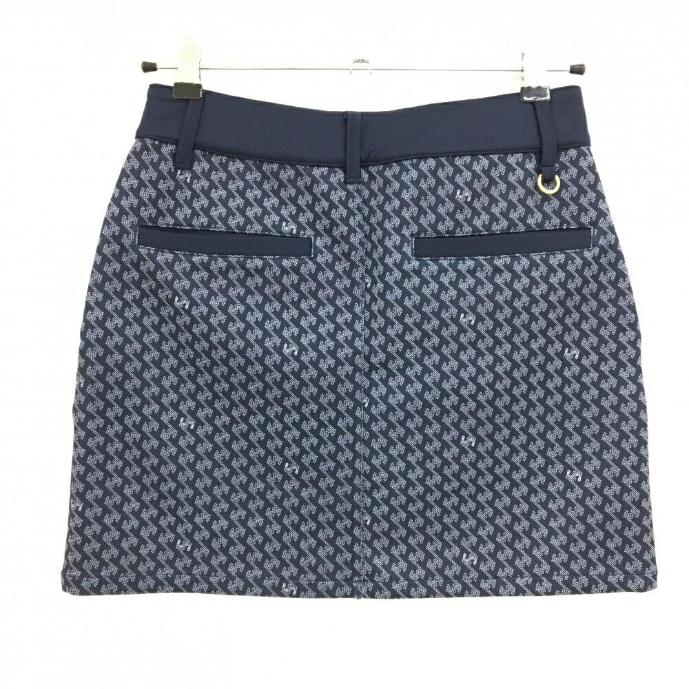 【超美品】レザレクション スカート ネイビー×白 後ろ総柄 ストレッチ レディース S ゴルフウェア Resurrection