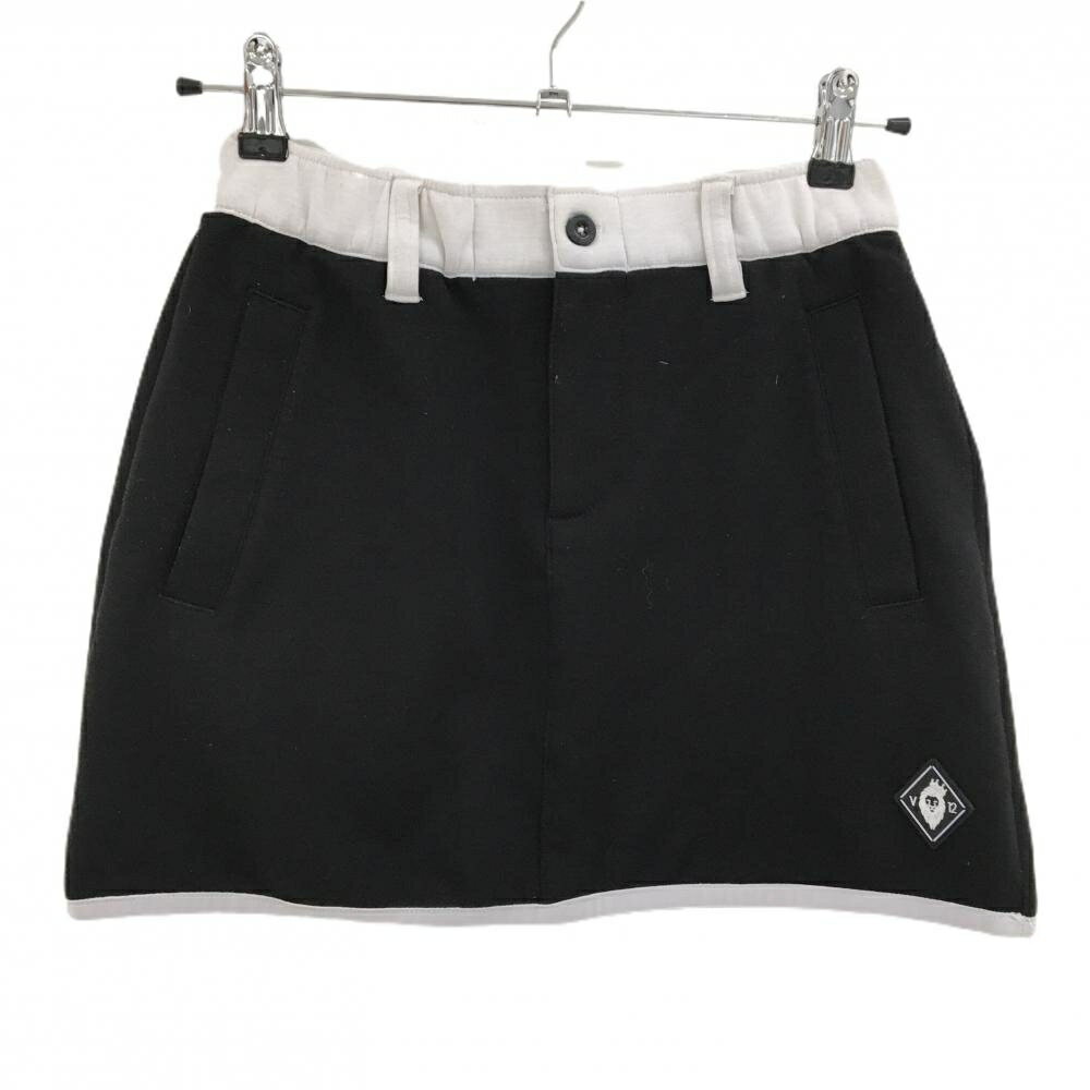 V12 スカート 黒×白 ストレッチ ウエストゴム レディース 1(M) ゴルフウェア V12