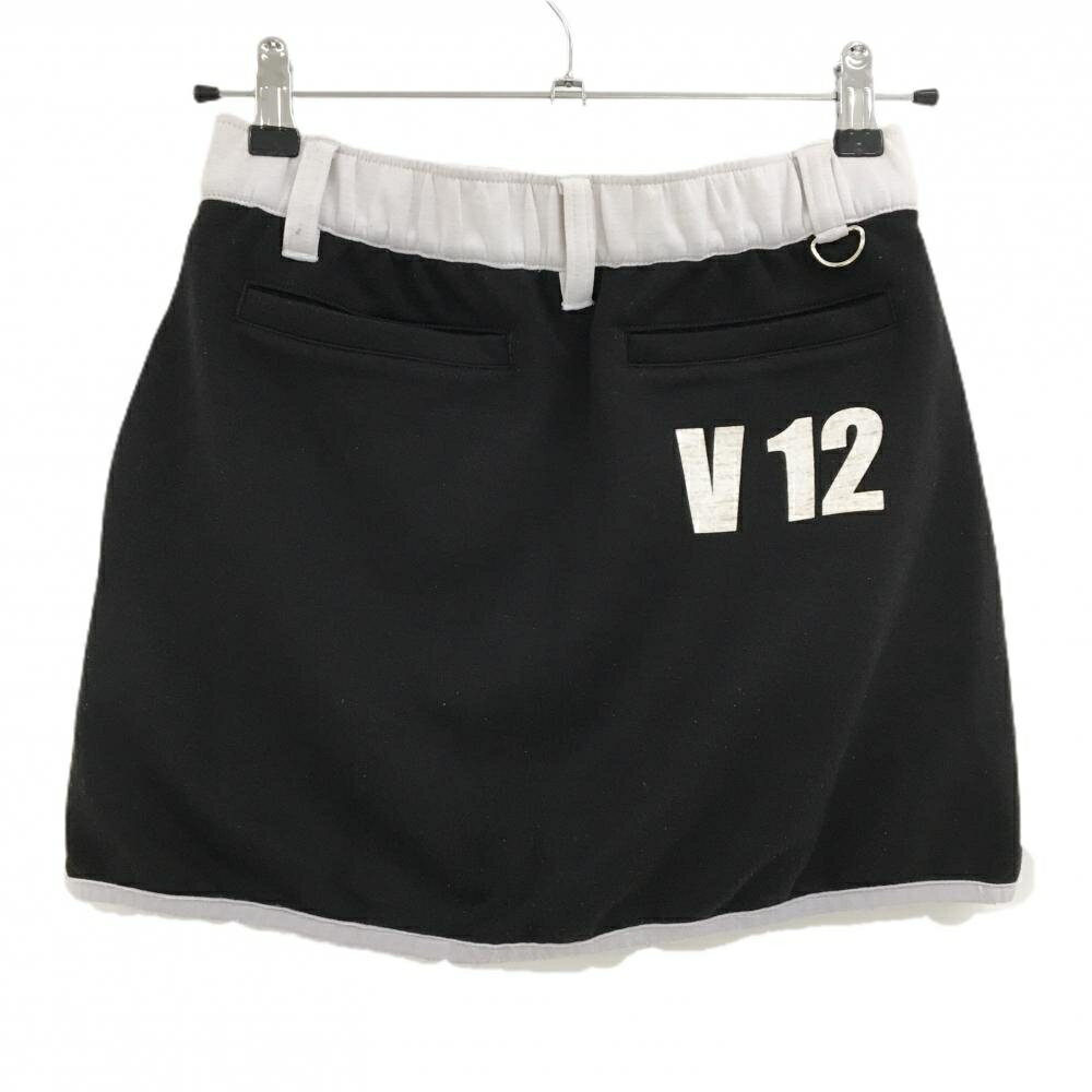 V12 スカート 黒×白 ストレッチ ウエストゴム レディース 1(M) ゴルフウェア V12