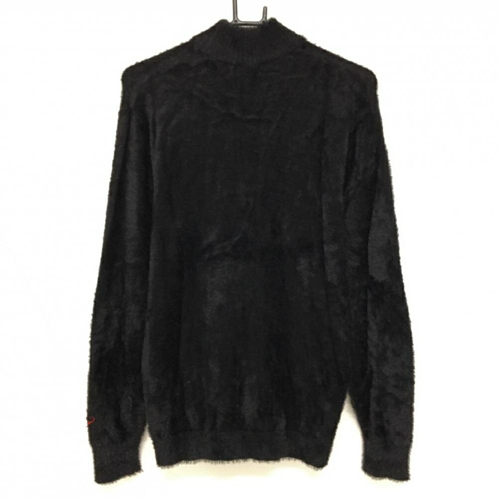 【超美品】ダンスウィズドラゴン ハイネックセーター 黒 ニット ロゴレッド メンズ 3(L) ゴルフウェア Dance With Dragon