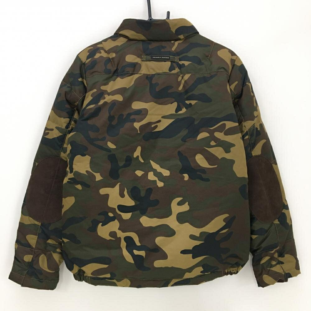 【新品】パーリーゲイツ ダウンジャケット ブラウン×ベージュ カモフラ柄 迷彩 エルボーパッチ メンズ 4(M) ゴルフウェア PEARLY GATES