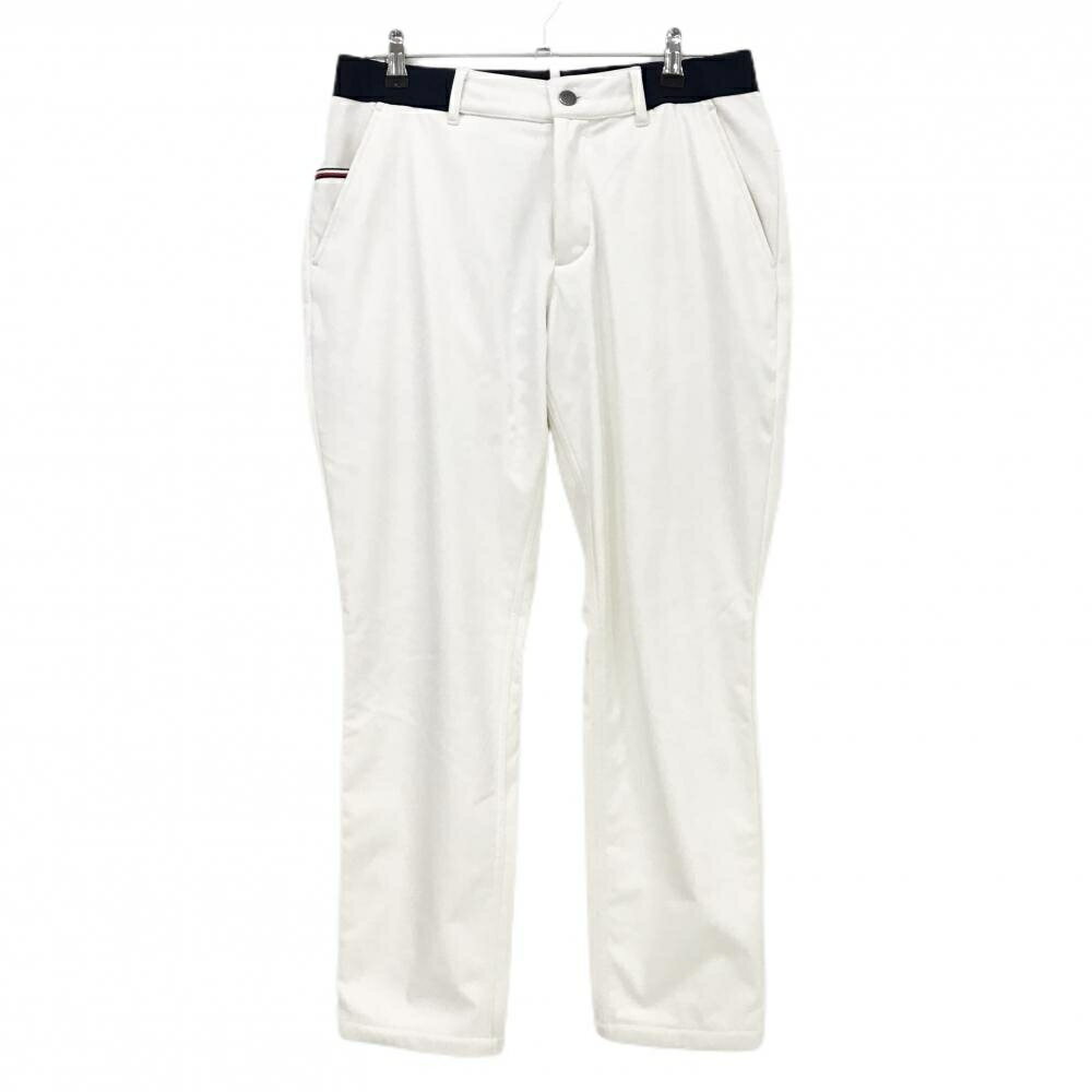 【美品】トミーヒルフィガー パンツ 白×ネイビー バックロゴ ウエスト一部ゴム メンズ LL ゴルフウェア Tommy Hilfiger Golf