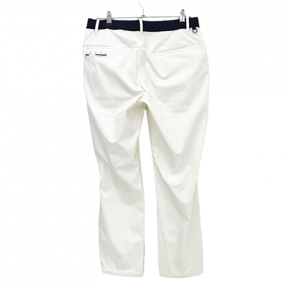 【美品】トミーヒルフィガー パンツ 白×ネイビー バックロゴ ウエスト一部ゴム メンズ LL ゴルフウェア Tommy Hilfiger Golf