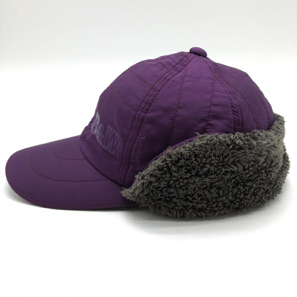 ブラックアンドホワイト キャップ パープル×グレー 折り返しイヤーマフ ゴルフウェア サンプル品 Black＆White