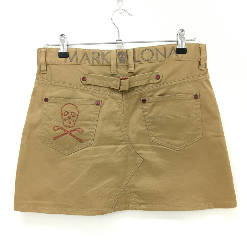 【美品】マークアンドロナ スカート ライトブラウン 無地 スカル ストレッチ レディース M ゴルフウェア MARK＆LONA