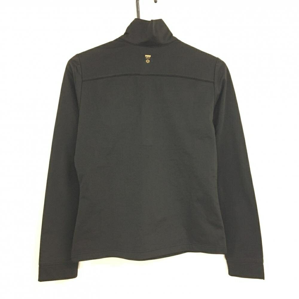 【超美品】プーマゴルフ 長袖ハイネックシャツ 黒 裏微起毛 スナップボタン 胸ポケット付 レディース ゴルフウェア PUMA