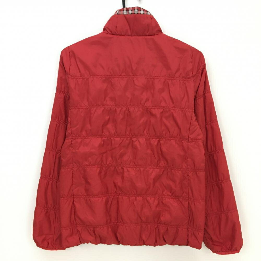 【美品】ヒールクリーク 中綿ジャケット レッド×白 一部チェック 袖口ラメ レディース 42(L) ゴルフウェア Heal Creek