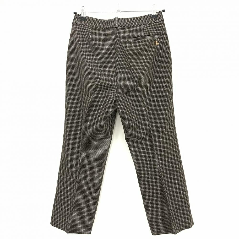 【美品】ブラックアンドホワイト パンツ ブラウン×ベージュ 格子柄風 バックロゴ ウール98％ レディース 2(M) ゴルフウェア Black＆White