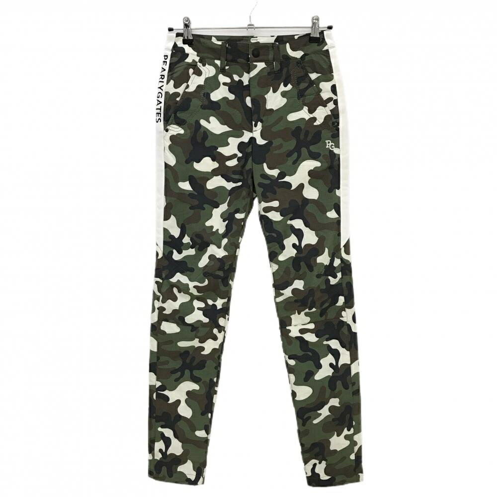 パーリーゲイツ 中綿ナイロンパンツ ダークグリーン×白 迷彩 カモフラ レディース 00(XS) ゴルフウェア..