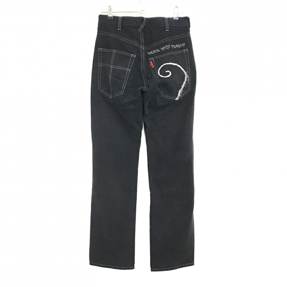 ダンスウィズドラゴン パンツ 黒 デニム ロゴ刺しゅう メンズ 32 ゴルフウェア Dance With Dragon
