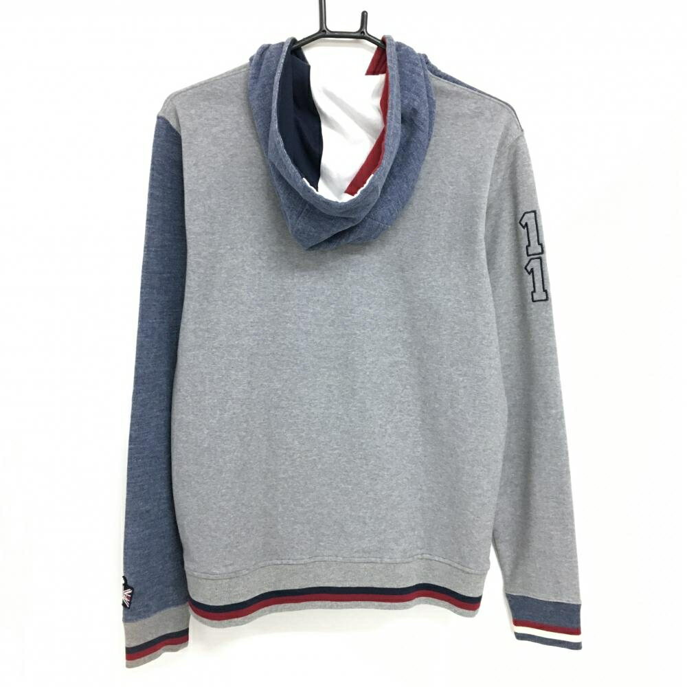 アドミラル ジップパーカー グレー×ネイビー フード付 ダブルジップ 刺しゅう 一部微起毛 メンズ 03 ゴルフウェア Admiral