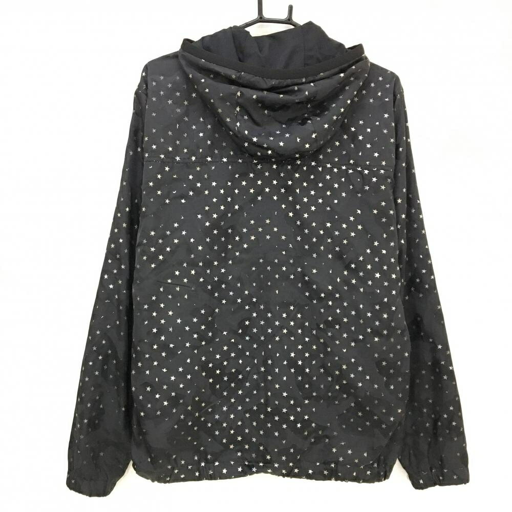 マークアンドロナ ジップパーカー 黒×シルバー 星総柄 カモフラ柄地模様 裏地付 メンズ L ゴルフウェア MARK＆LONA