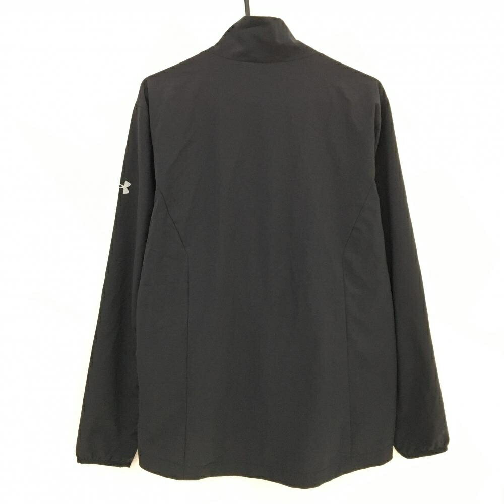 【超美品】アンダーアーマー ジャケット 黒 ロゴグレー メッシュ裏地 メンズ LG ゴルフウェア UNDER ARMOUR