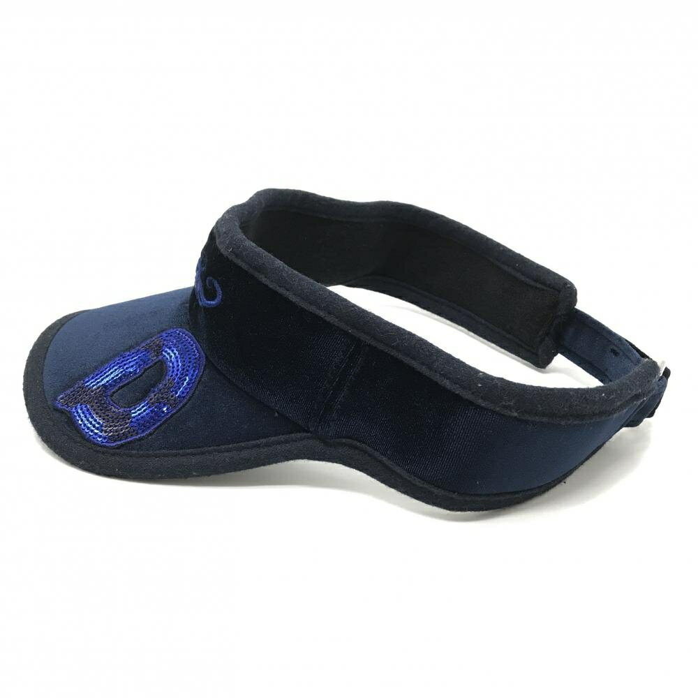 【超美品】ダンスウィズドラゴン サンバイザー ネイビー ベロア スパンコール 99(F) ゴルフウェア Dance With Dragon