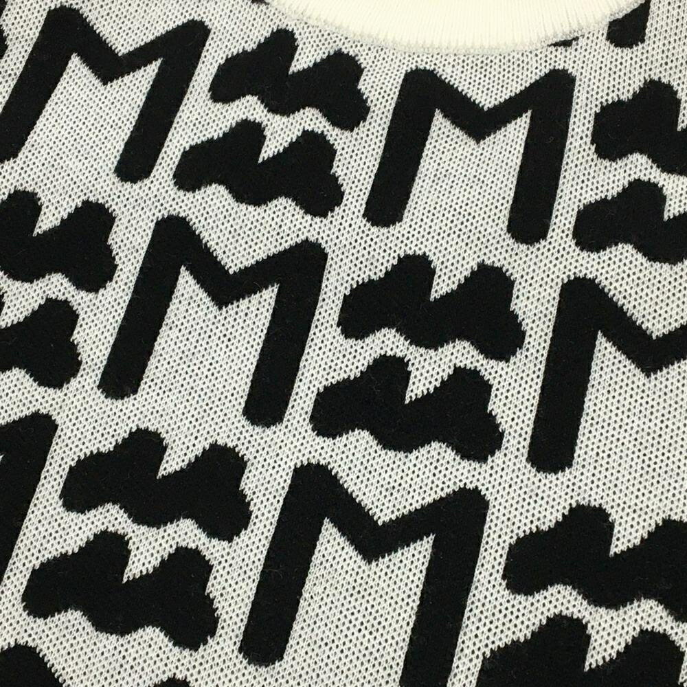 【超美品】ムータマリン ニットワンピース 白×黒 ロゴ総柄 ウール混 レディース 1(...