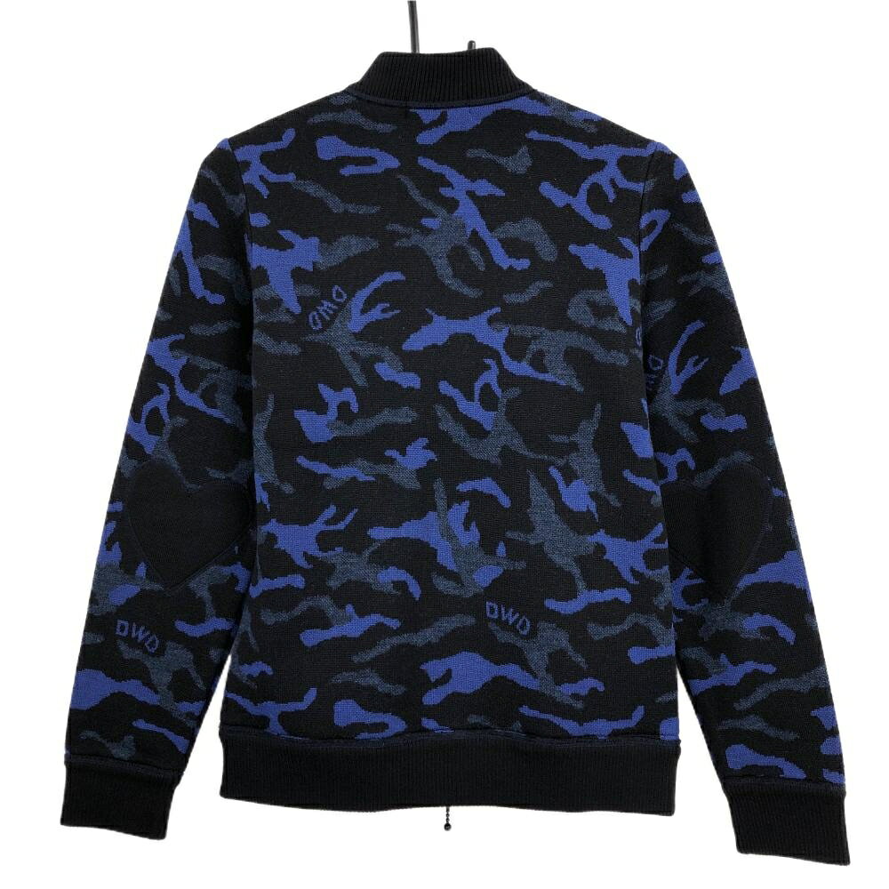 【美品】ダンスウィズドラゴン ニットジャケット ダークネイビー×ブルー カモフラ柄 レディース 2(M) ゴルフウェア Dance With Dragon
