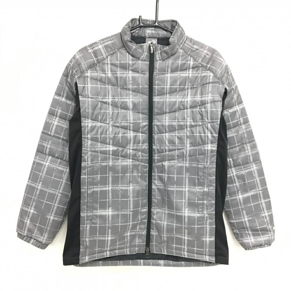 【超美品】プーマ 中綿ジャケット グレー×白 総柄 サイド切替 メンズ M ゴルフウェア PUMA