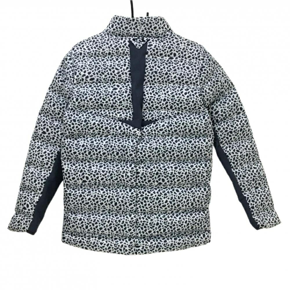 オークリー ダウンジャケット 白×グレー 総柄 ジップポケット ダウン80％ メンズ L ゴルフウェア Oakley