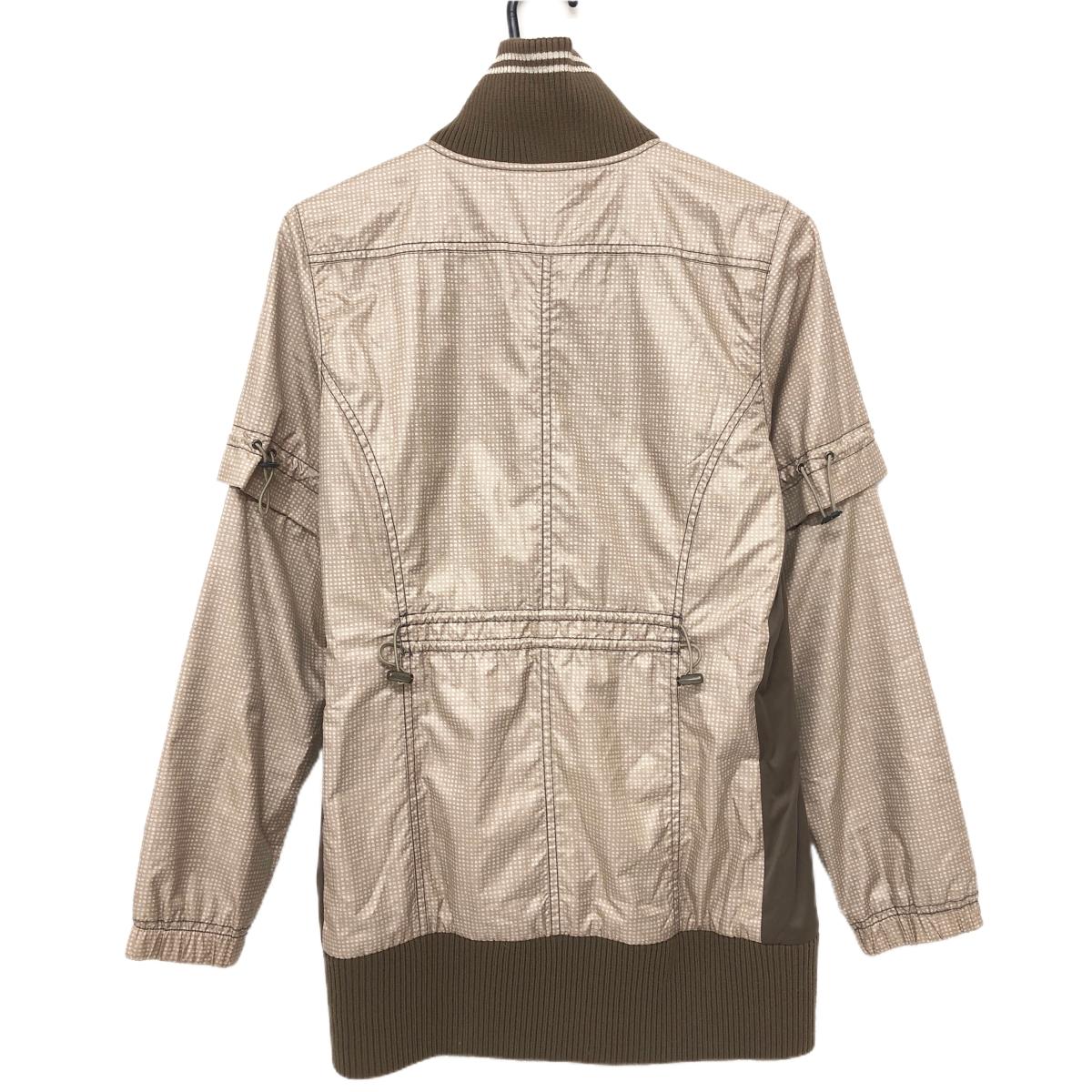 ヒールクリーク 2WAYジャケット ブラウン×ライトブラウン 総柄 袖着脱可 レディース 42(L) ゴルフウェア Heal Creek