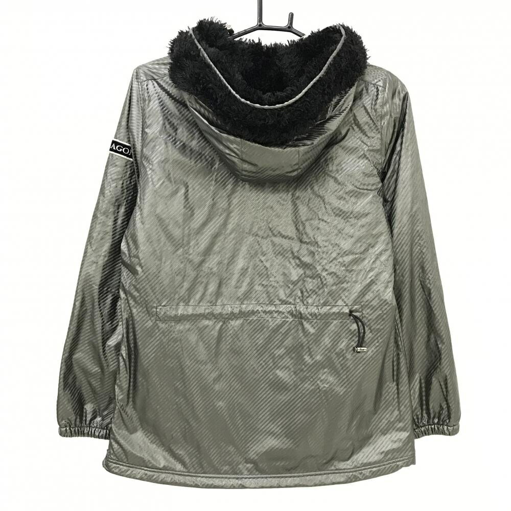 【美品】ダンスウィズドラゴン パーカー シルバー ハーフジップ 一部裏ボア 裏起毛 レディース 2(M) ゴルフウェア Dance With Dragon