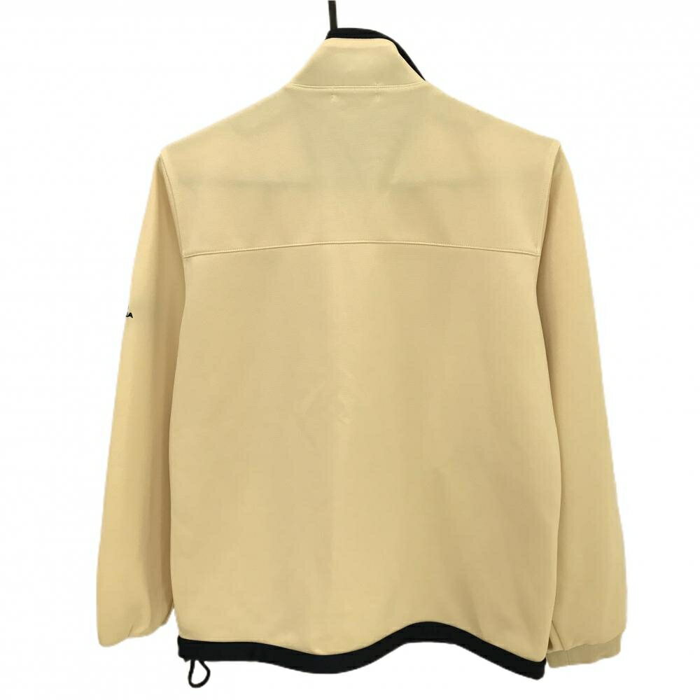 【超美品】フィラ ジャケットブルゾン ライトイエロー×ネイビー 胸元ライン ロゴ刺しゅう レディース M ゴルフウェア FILA GOLF