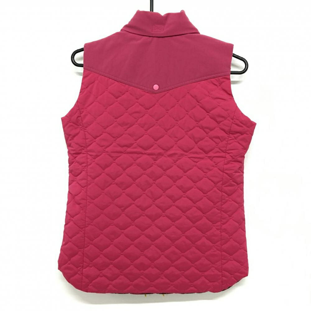 【美品】ダンスウィズドラゴン 中綿リバーシブルベスト ピンク キルティング レディース 2(M) ゴルフウェア Dance With Dragon