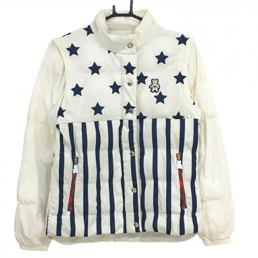 キャロウェイ 2WAY中綿ジャケット 白×ネイビー 星総柄 レディース M ゴルフウェア Callaway