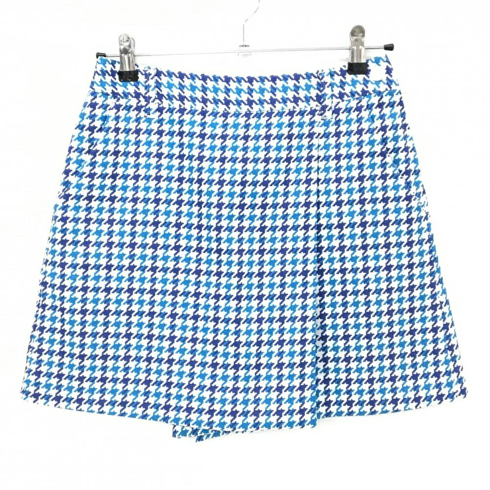 23区ゴルフ キュロットスカート 白×ブルー 千鳥格子 刺しゅう レディース 61(S) ゴルフウェア 23区
