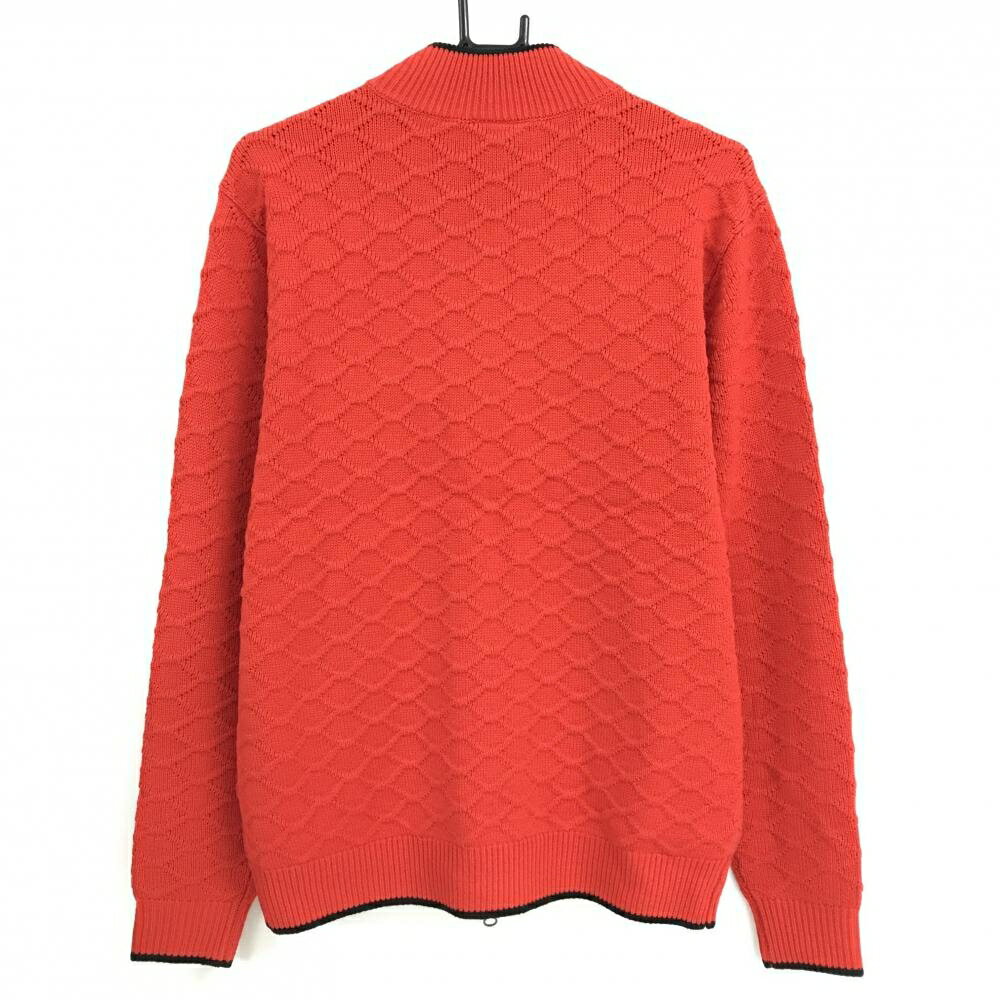 【新品】プーマ ニットジャケット レッド×黒 前身頃切替 ジップロゴ ブルゾン メンズ L ゴルフウェア PUMA