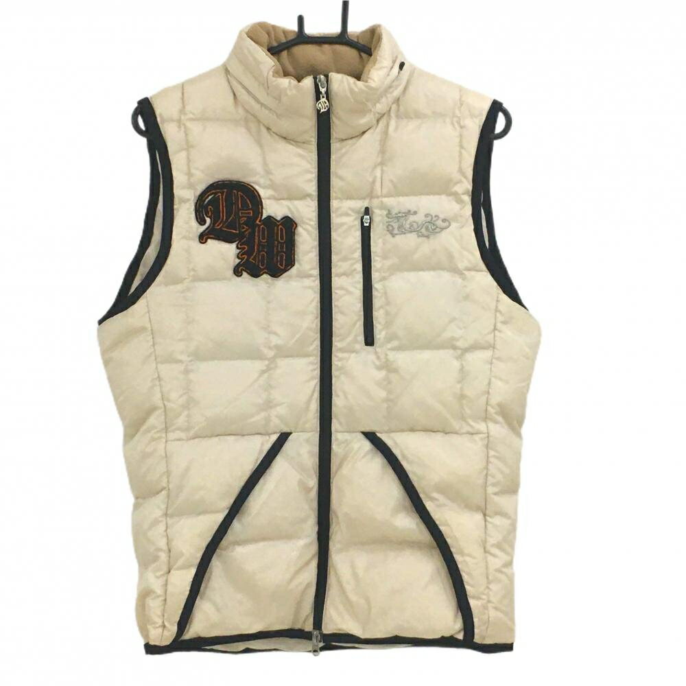 ダンスウィズドラゴン ダウンベスト ベージュ ロゴ刺しゅう フード収納可 メンズ 2(M) ゴルフウェア Dance With Dragon