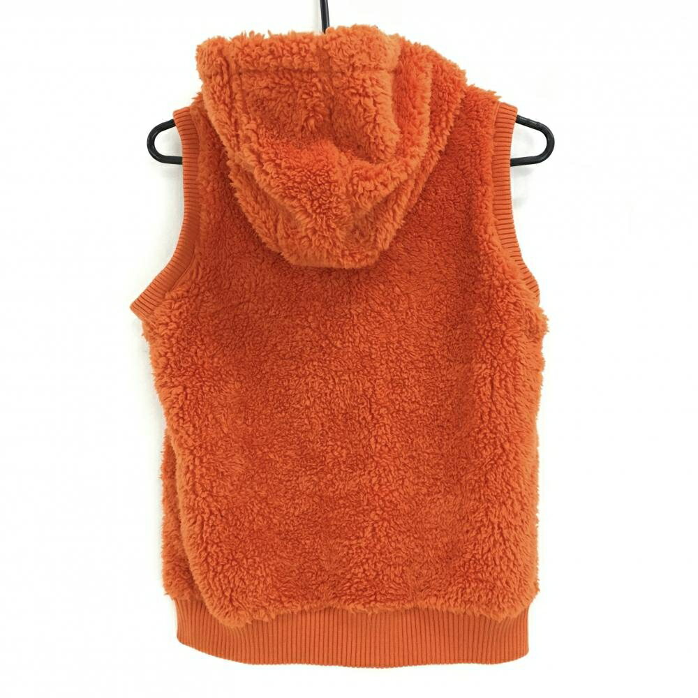 【超美品】カッパ ボアベスト オレンジ×ネイビー ダブルジップ 胸ポケット フード付き レディース M ゴルフウェア Kappa