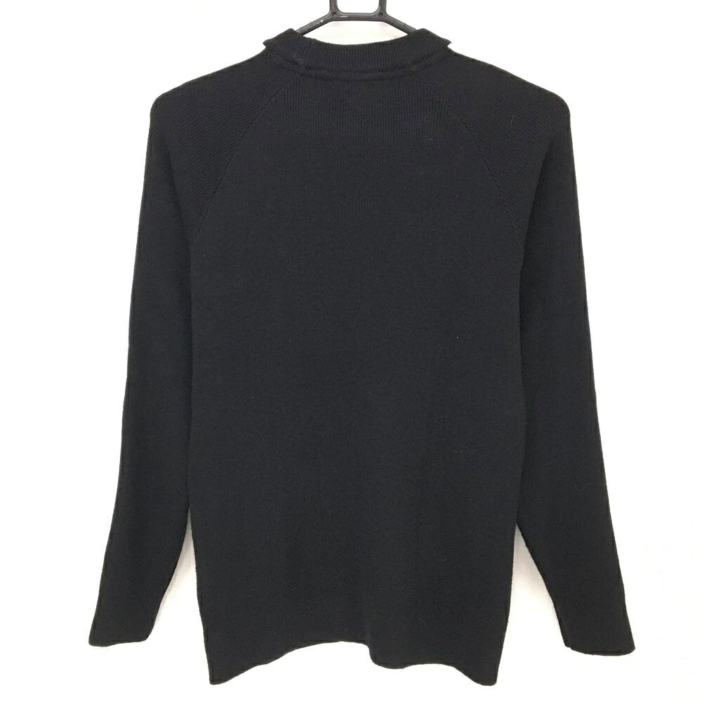 【美品】アディダス セーター 黒×白 肩・袖3ライン ウール混 ニット レディース ゴルフウェア adidas