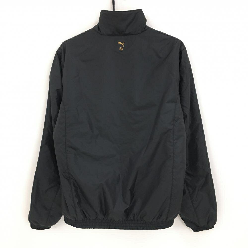 【美品】プーマ 中綿ジャケット 黒 パイピング白 ロゴレッド メンズ L ゴルフウェア PUMA