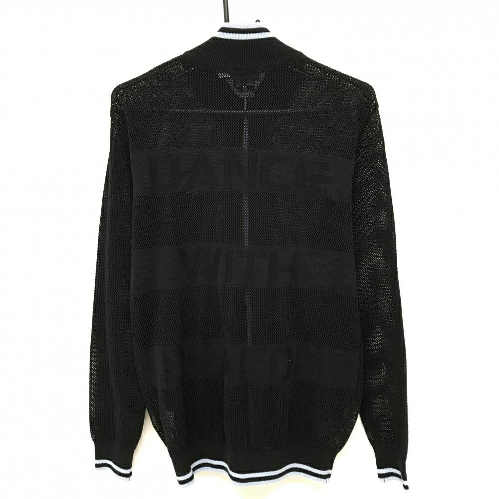 【超美品】ダンスウィズドラゴン メッシュニットブルゾン 黒×ライトブルー コットン混 メンズ 2(M) ゴルフウェア Dance With Dragon