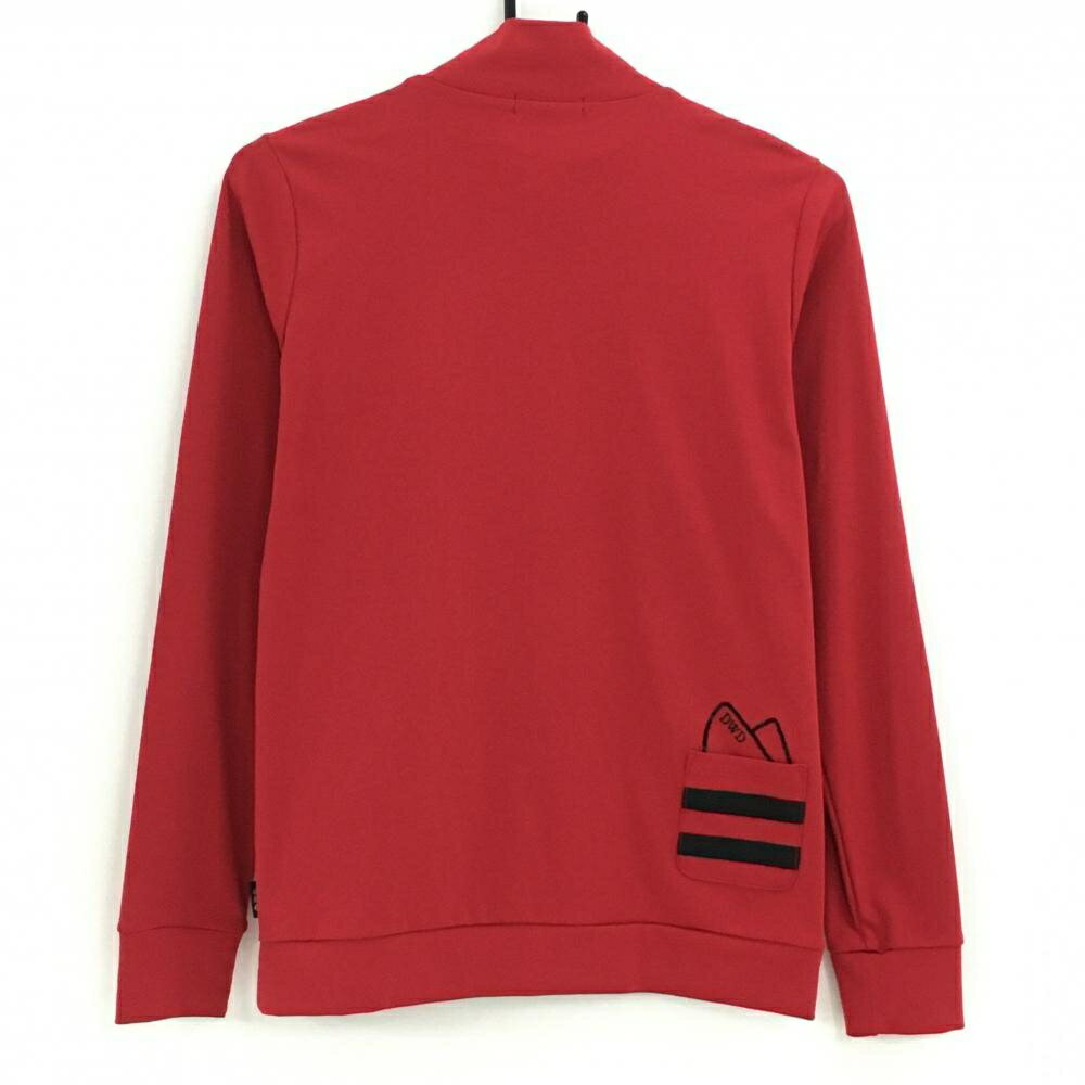 【超美品】ダンスウィズドラゴン 長袖ハイネックシャツ レッド×黒 スカル レディース 3(L) ゴルフウェア Dance With Dragon